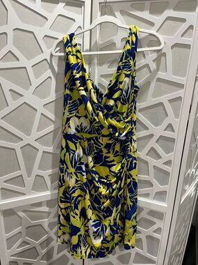 Lauren Ralph Lauren Navy, Yellow & White Floral Mini Dress